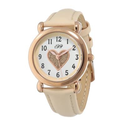 La Rosa Princesa Hart Rosé Kinderhorloge Leer Nude - Ø 27 mm - Verstelbaar - Leren Band - Quartz Horloge - Japans Uurwerk - Analoog