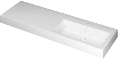 INK Momento Wastafel Polystone Wasbak Rechts met 1 Kraangat - 1400x450x90 mm - Glans Wit
