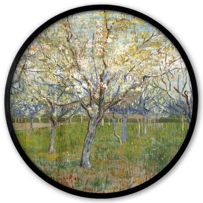 Poster in lijst Rond - Fotolijst 40x40 cm - Posters - De roze boomgaard - Vincent van Gogh - Ronde posterlijst zwart - Decoratie - Wanddecoratie woonkamer - Muurdecoratie slaapkamer