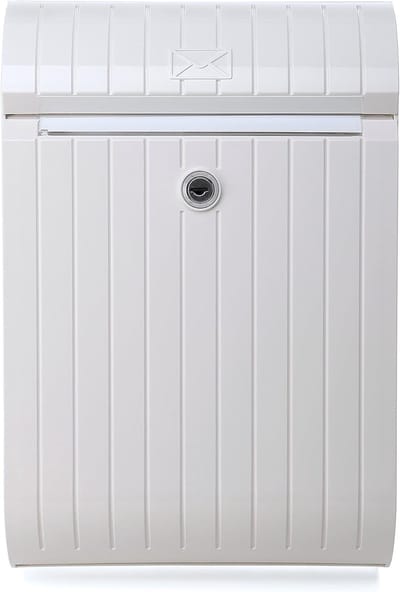 Famanu - Brievenbus met sleuf en slot, wandmodel 25x11x38 cm – wit