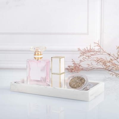 Sieraden Organizer van Hars, Multifunctionele Lade voor Badkamer, Keuken en Dresser, Geschikt voor Ringen, Cosmetica en Decoratieve Items in Mini Formaat - Kleur: Grijs Wit