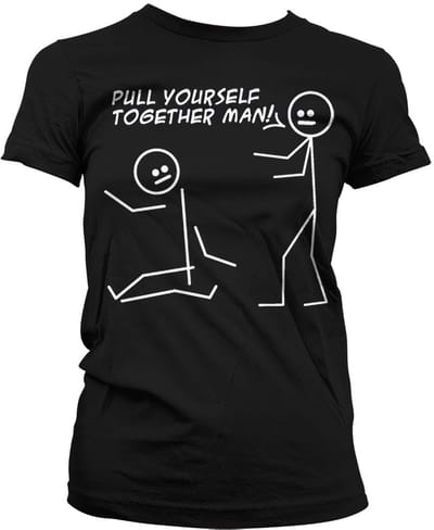Hybris Pull Yourself Together Man Girly T-shirt Dames Zwart