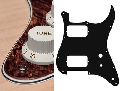 Boston ST-431-TBP pickguard, Stallion, HH, 2 pot holes, toggle switch, 4 ply, tortoise brown pearl