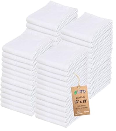 Absorberende Katoenen Afwasdoeken Voor De Keuken | Pluisvrij | Dikke Sneldrogende Vaatdoeken | 50 Stuks 33 x 33 cm