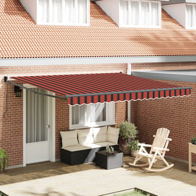 vidaXL - Uitschuifbare - luifel - Geel - en - Oranje - 400 - × - 350 - cm