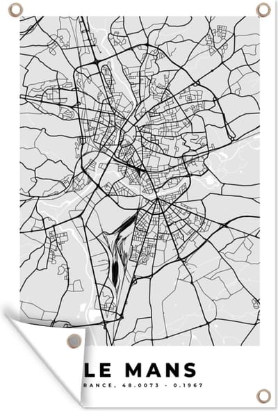 Muurdecoratie Plattegrond - Le Mans - Stadskaart - Kaart - Frankrijk - 120x180 cm - Tuinposter - Tuindoek