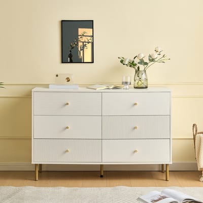 VVBV Ladekast met Verstelbaar 120x40x78 cm - Lades, Opbergruimte, Voor Woonkamer, Voor Slaapkamer/Gastenkamer - MDF Wit