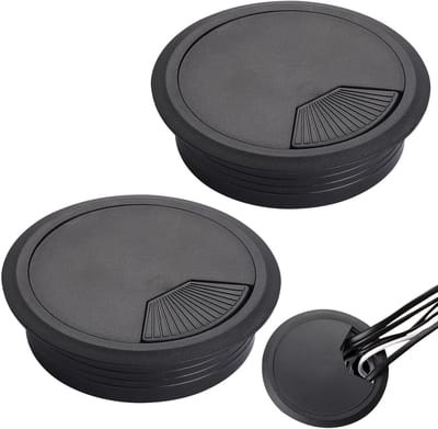 Dailygoods- Kabeldoorvoer 80mm - 2 Stuks - Zwarte Kabeldoorvoer - Kunststof Afdekking - Kabelbeheer - Duurzaam Ontwerp - Kabeldoorlaat