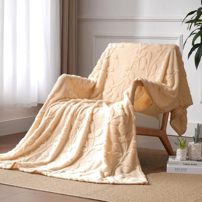 Extra Zachte Fleece Deken met Bladerpatroon - Warme Woondeken en Sprei (100x150 cm of 150x200 cm)
