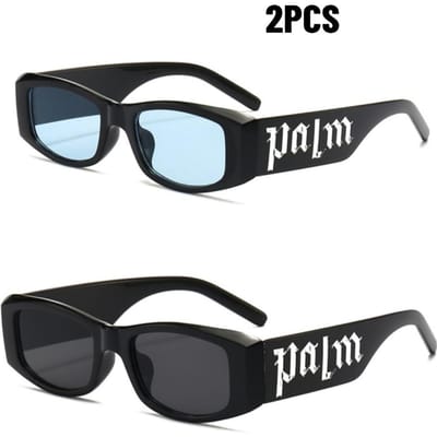 2 STuks Punk Letter Modieuze Bril Nieuwe Rechthoekige Vintage Hip-hop Stijl High-end Gevoel Spicy Girl Zonnebril voor Vrouwen