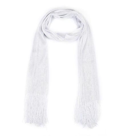 Luxe Lurex Sjaal met Lange Franjes (195x45cm) - Zilver