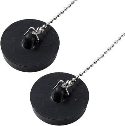 2 Stuks Universele Wastafelstop Met Ketting - PVC Afvoerstop Voor Keuken en Badkamer (43 mm)