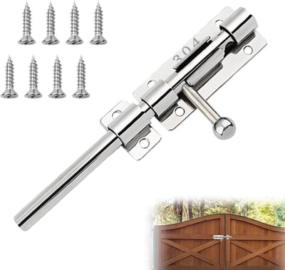 RVS Bolzenriegel Deurslot met 8 Schroeven, Dikke Deurslot voor Tuin, Poort en Hek (16 cm)
