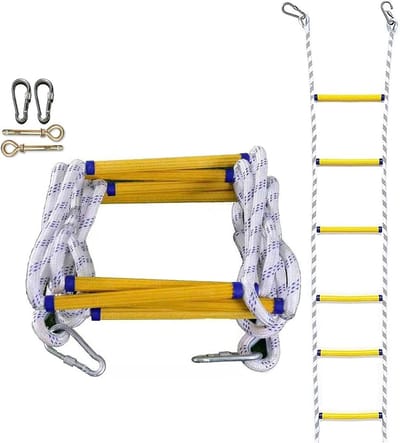 Veiligheidsladder Touwladder - Noodladder Ontsnappingsladder - Snelle Evacuatie - Hoge Draagkracht - 3 meter - Geel Zwart