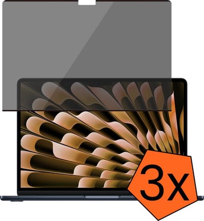 Laptop Scherm Privacy Geschikt voor Apple MacBook Air 13.6 inch Screenprotector Privacy Bescherm Glas - Screenprotector Geschikt voor MacBook Air 13.6 inch Privacy Screenprotector Scherm Laptop - 3 PACK