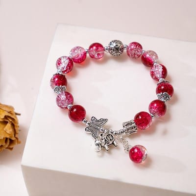 Bracelet exquis à la mode avec étoiles féeriques suspendues dans la galaxie pour femmes, bracelet élastique en perles de cristal, bijoux polyvalents et doux