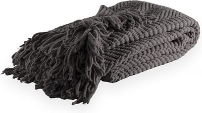 Tiseco - Deken RENEE - warm gebreide structuurplaid - 150x200 cm, Grijs