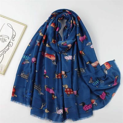Écharpe Motif Teckel Dessin Animé Mignon Sergé Fine Respirante Châle à Franges Voyage Décontracté Vêtement d'Extérieur Inélastique Long Châle 180*90cm blue