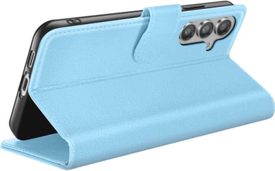 Zanae, Hoesje geschikt voor Galaxy S24 FE - Wallet Case met Stand & Magneetsluiting, Lichtblauw