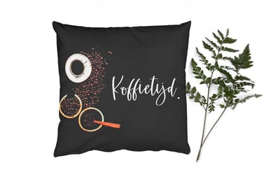 Sierkussens - Kussentjes Woonkamer - 50x50 cm - Koffietijd - Spreuken - Quotes - Koffie - Keuken