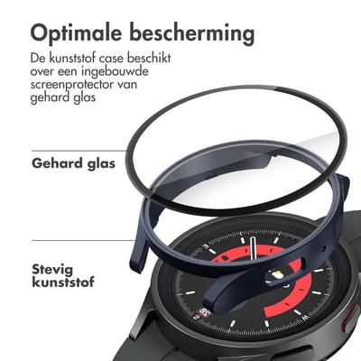Screen protector - Geschikt voor Samsung Galaxy Watch 6 - 44 mm - Full Cover Hard Case / Beschermend Hoesje - Donkerblauw