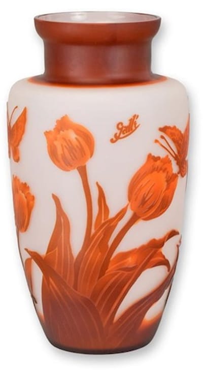 Cameo Vaas - Tulp - Cameo Glazen Vaas - Glas Decoratie - Tafeldecoratie - Bloemenvaas - Tafelvaas - 16x16x30