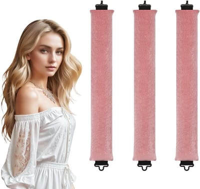 3-delige Hittevrije Krulset - Blowout Ribbons met Haakjes, Luipaardpatroon, Rood en Roze, Gemaakt van Rubber en Flanel voor Perfecte Krullen