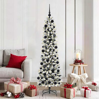 vidaXL - Kunstkerstboom - Wit - 180 - cm - PVC - en - Metaal - en - Plastic