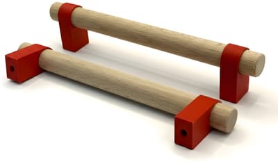 Home 3D® - Handgreep Rood - 128mm - Beukenhout - Gemaakt in Nederland - Inclusief Schroeven - Voor Keuken, Kast en Meubel