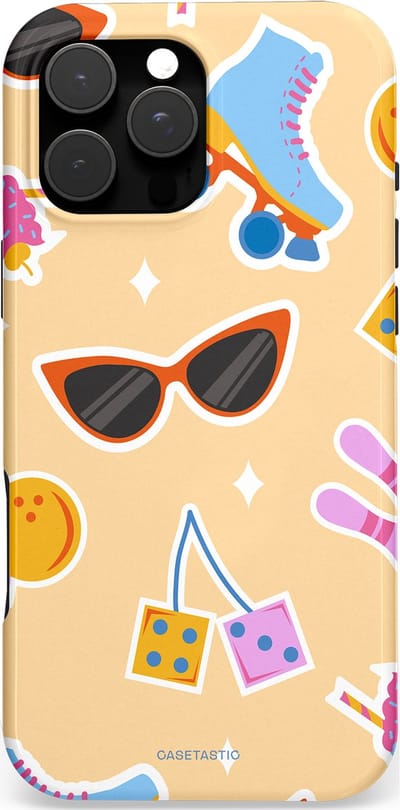 Casetastic hoesje geschikt voor Apple iPhone 16 Pro Max - MagSafe - Dubbellaagse bescherming - Milkshake vibes - Fashion Case - Beige Lichtblauw Lila Wit