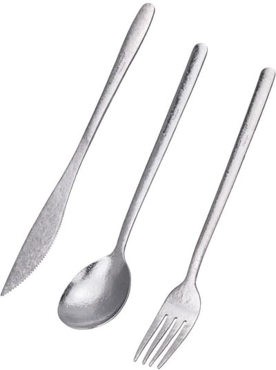 Dailygoods - iBasingo Camping Titanium bestekset outdoor lange handgreep lepel vork mes eetstokjes utility metalen servies dagelijks gebruikt reisbenodigdheden (Ti1055T-kristallijn zilver)
