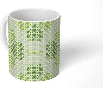 Mok - Koffiemok - Klaver - Patronen - Groen - Mokken - 350 ML - Beker - Koffiemokken - Theemok