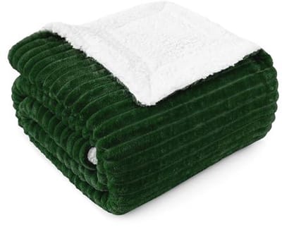 Smaragdgroene Sherpa Fleece Deken voor Bank - Zachte en Warme Flanellen Winterdeken - 127 x 152 cm