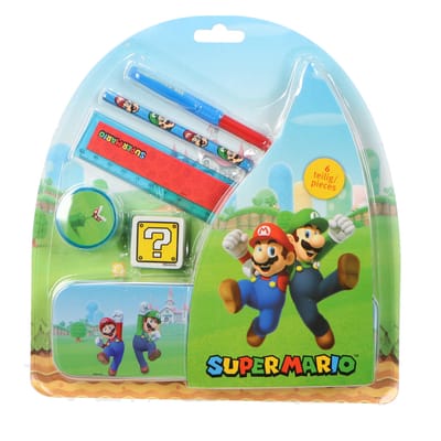 Super Mario School Set with Tin Box - 6 pcs