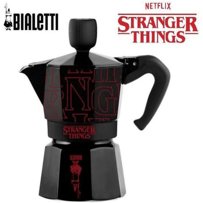 Cafetiere italienne - BIALETTI - Moka express - Collection Stranger Things - 6 tasses - 270 ml - Noir / Rouge