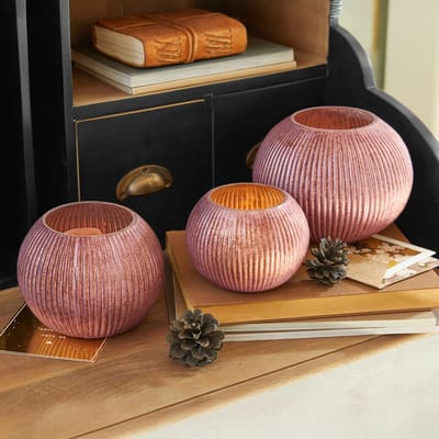 LOBERON Windlicht set van 3 Jalimeen paars