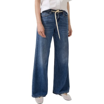 s.Oliver - female - Suri jeans / normale pasvorm / halfhoog / wijde pijpen / met strikdetail