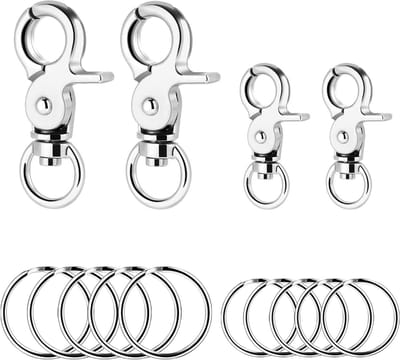 Inovra Plus - Hondenpenningclips en ringen set voor hondenhalsbanden - 4 stuks ID-tagclips + 10 hondenpenningringen - Duurzame ID-tagclip