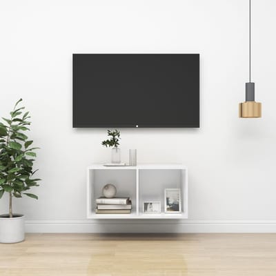 vidaXL - Tv-wandmeubel - 37x37x72 - cm - bewerkt - hout - wit
