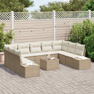 vidaXL - Tuinbank - Set - 9 - st - 8-Aantal - zitplaatsen - Beige - en - Crème