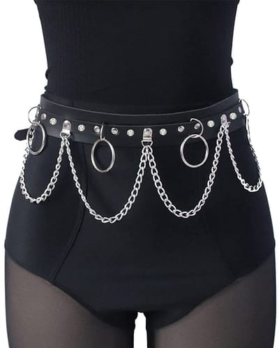Dailygoods- Tailleketting Goud - Verstelbare Heupketting - Punk/Rave Accessoire - Lederen Buikketting - Gothic/Riem voor Vrouwen - Duurzaam Design