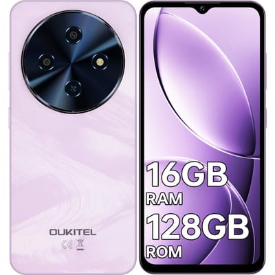 OUKITEL C5 Telefoon Ontgrendeld, 16(4+12) GB RAM+128GB/TF 1TB ROM Mobiele Telefoon, 6.52  Waterdruppel Display, 5000mAh Batterij Android Telefoons roze