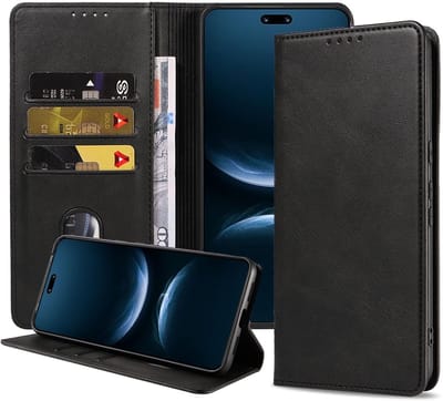 Geschikt voor Huawei Nova 14 Pro Telefoonhoesje Kunstleer met Magnetische sluiting en Pasjeshouder Bookcase met Klepje - Walletcase with Cardslot - Zwart - Smartphonica geschikt voor Huawei Nova 14 Pro