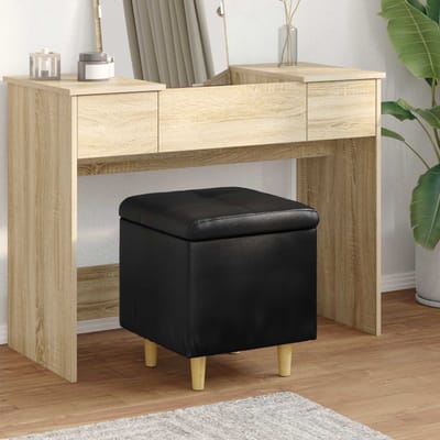 vidaXL - Ottoman - met - opslag - Zwart - 40 - x - 40 - x - 45 - cm - Kunstleer
