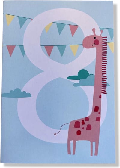 Hoera 8 Jaar! Luxe verjaardagskaart - 12x17cm - Gevouwen Wenskaart inclusief envelop - Leeftijdkaart