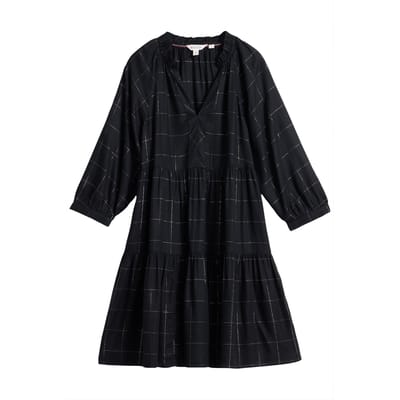 White Stuff Orla Check Dress Black Multi Maat: 10 | Midi Jurken Outlet | Dames | Zwart