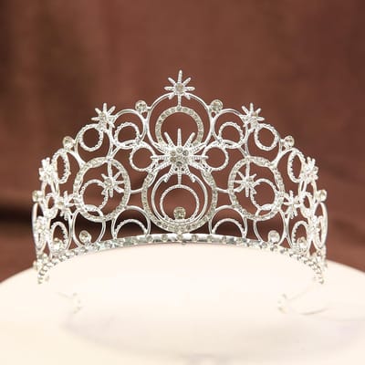 Couronne de mariée à bulles, grande coiffe, couronne de sorcière magique, accessoires de cheveux en alliage haut de gamme pour robe de mariée gray