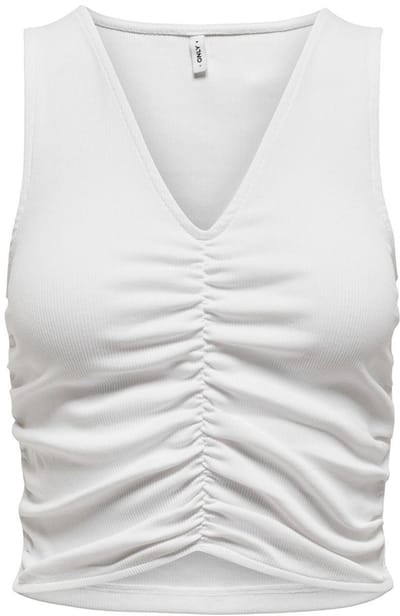 Only Nilan Life Mouwloze V-hals T-shirt Wit S Vrouw