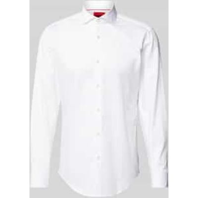 HUGO Kason slim fit overhemd - twill - wit - Strijkvriendelijk - Boordmaat: 38