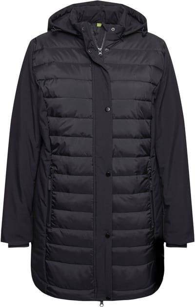 Ulla Popken - Dames - HYPRAR hybride jas stiksel/softshell opstaande kraag - Zwart - Maat 42+
